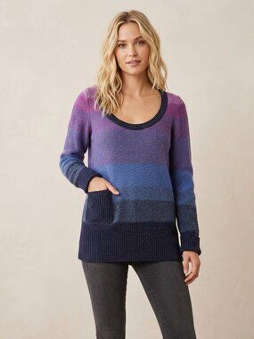 Free People Ombre Striped Wool Pocket Sweater S